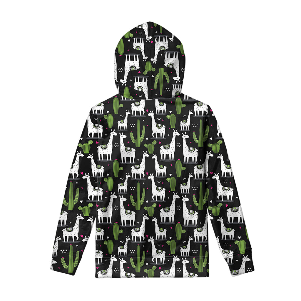 Cactus And Llama Pattern Print Pullover Hoodie