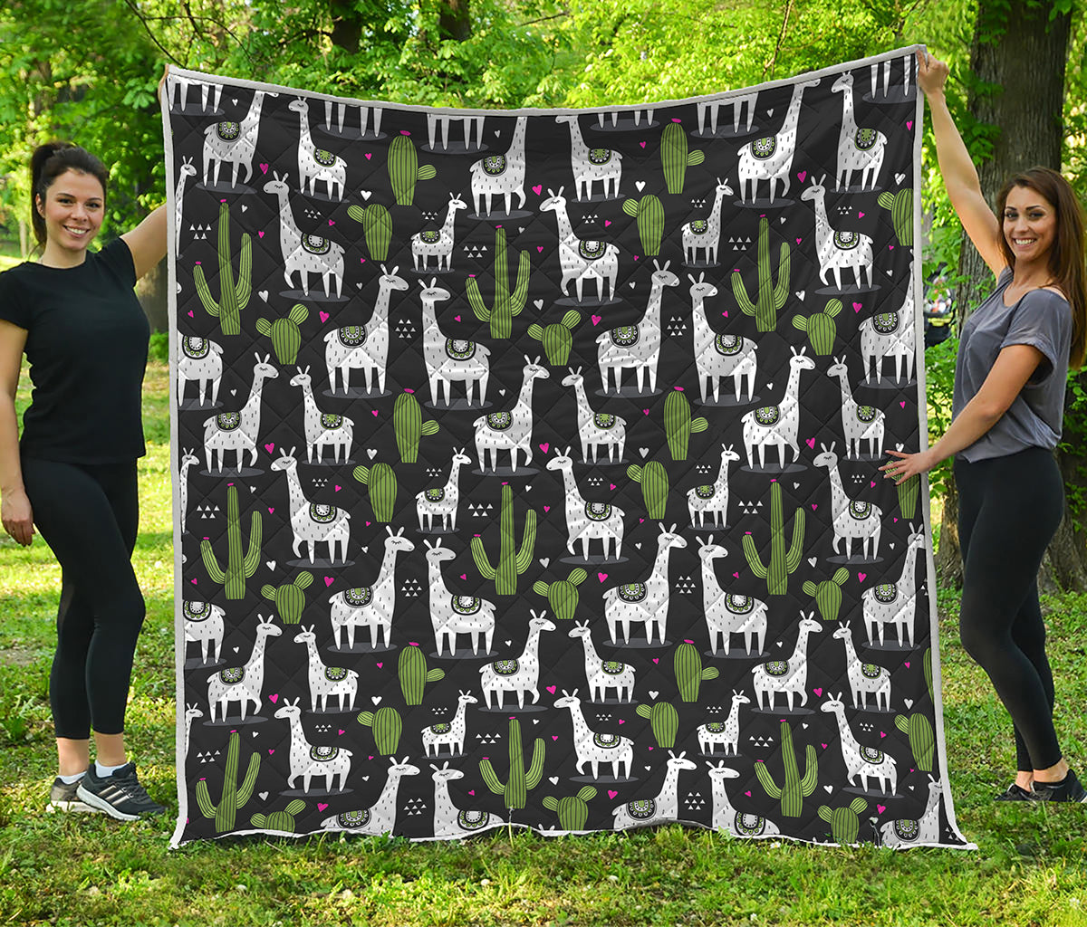 Cactus And Llama Pattern Print Quilt