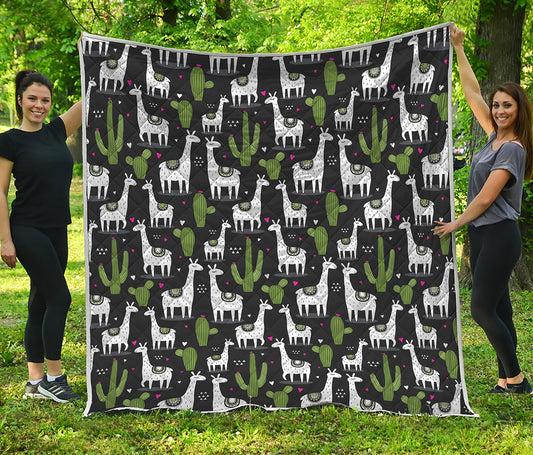Cactus And Llama Pattern Print Quilt