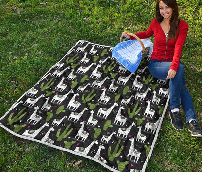 Cactus And Llama Pattern Print Quilt