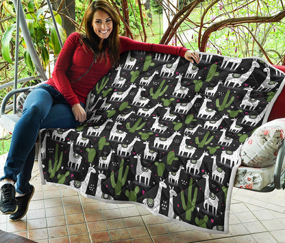 Cactus And Llama Pattern Print Quilt