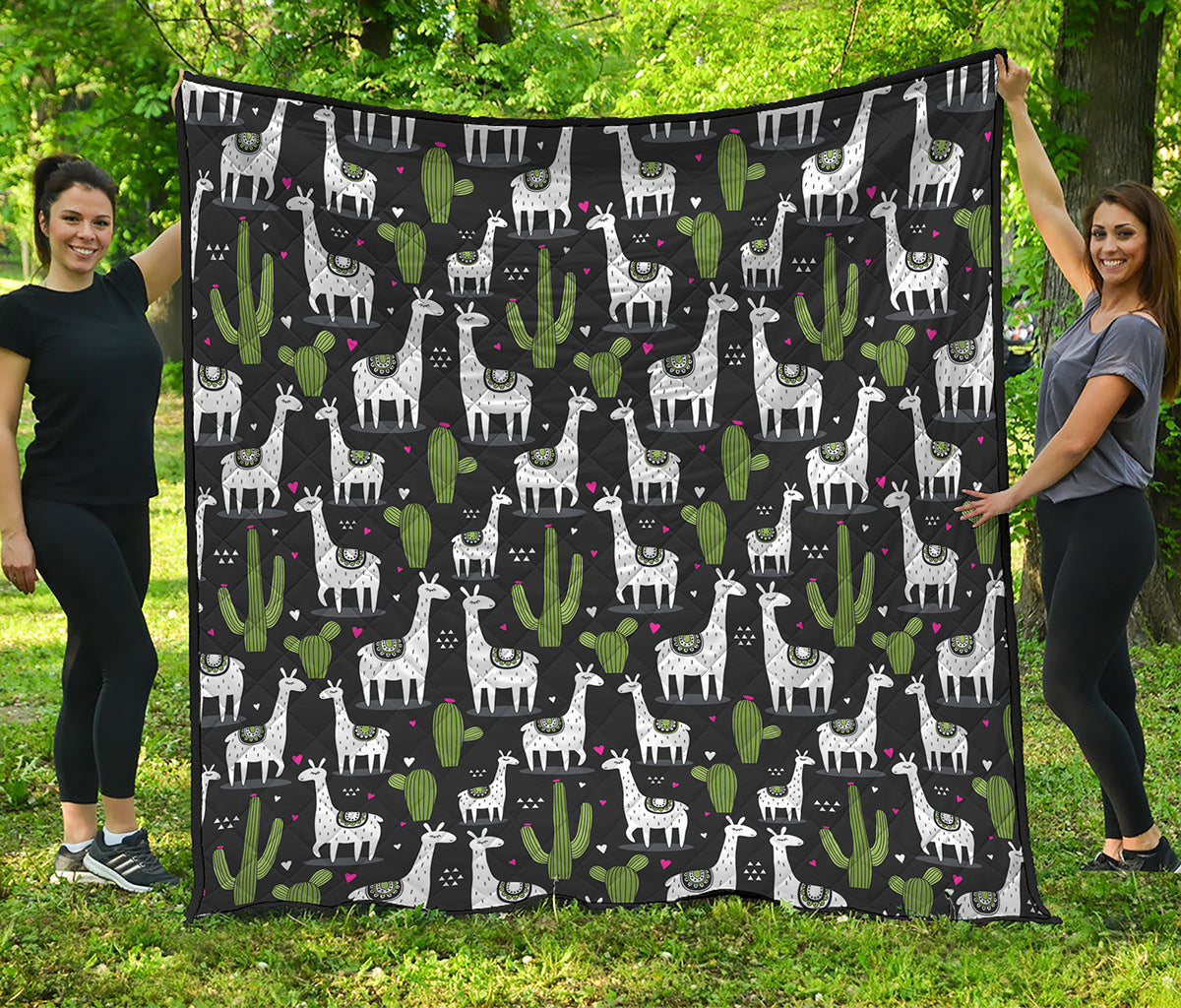 Cactus And Llama Pattern Print Quilt