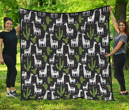 Cactus And Llama Pattern Print Quilt