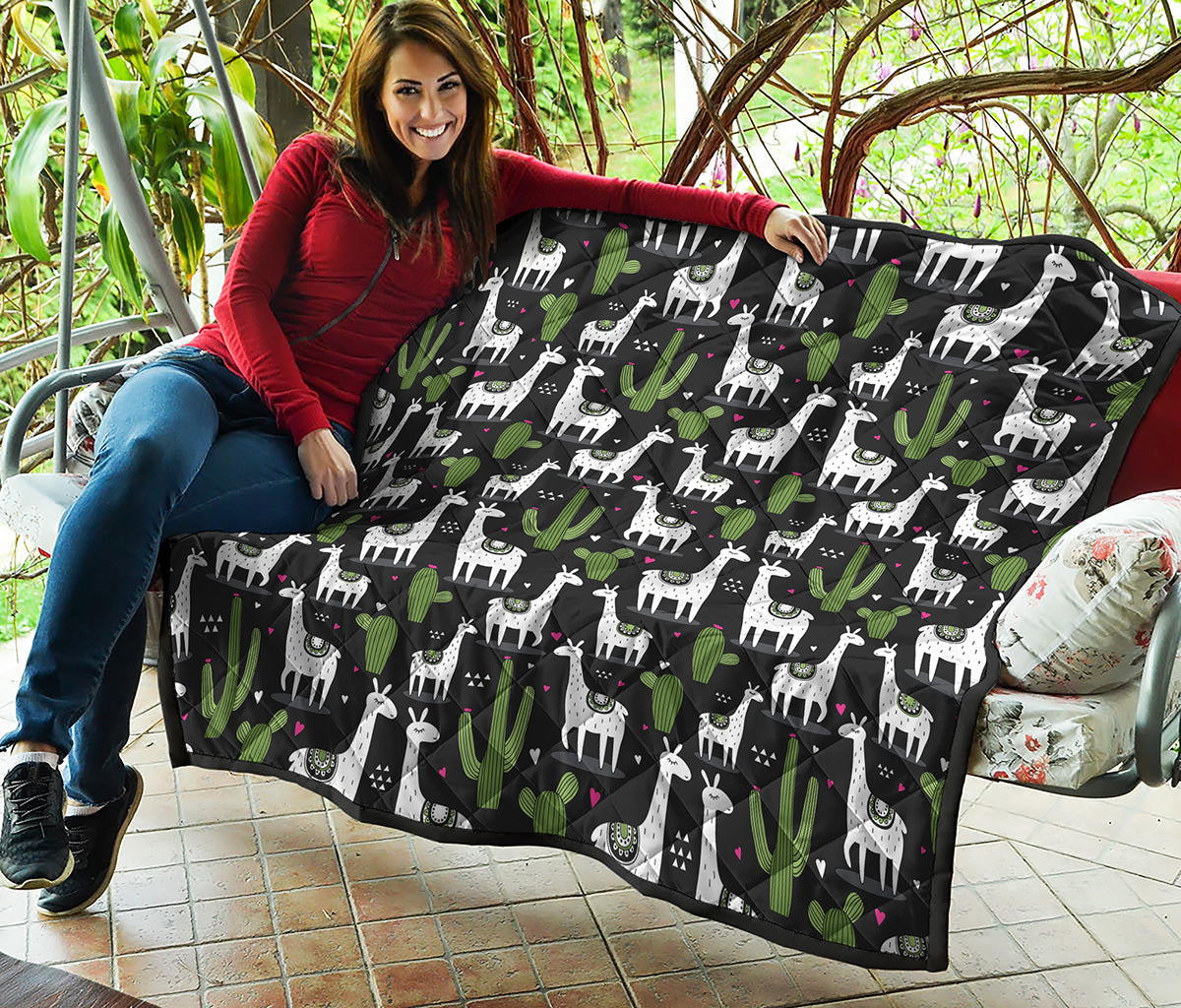 Cactus And Llama Pattern Print Quilt