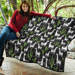 Cactus And Llama Pattern Print Quilt