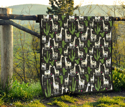 Cactus And Llama Pattern Print Quilt