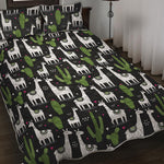Cactus And Llama Pattern Print Quilt Bed Set