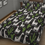 Cactus And Llama Pattern Print Quilt Bed Set