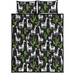 Cactus And Llama Pattern Print Quilt Bed Set