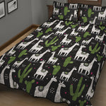 Cactus And Llama Pattern Print Quilt Bed Set