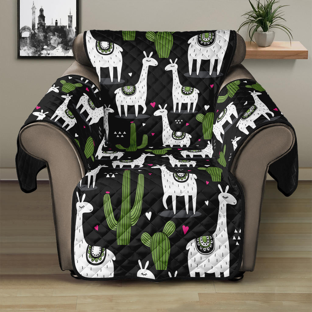 Cactus And Llama Pattern Print Recliner Protector