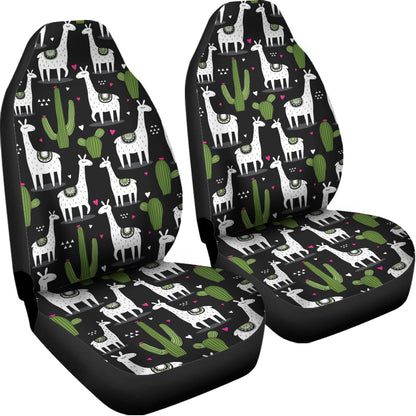 Cactus And Llama Pattern Print Universal Fit Car Seat Covers