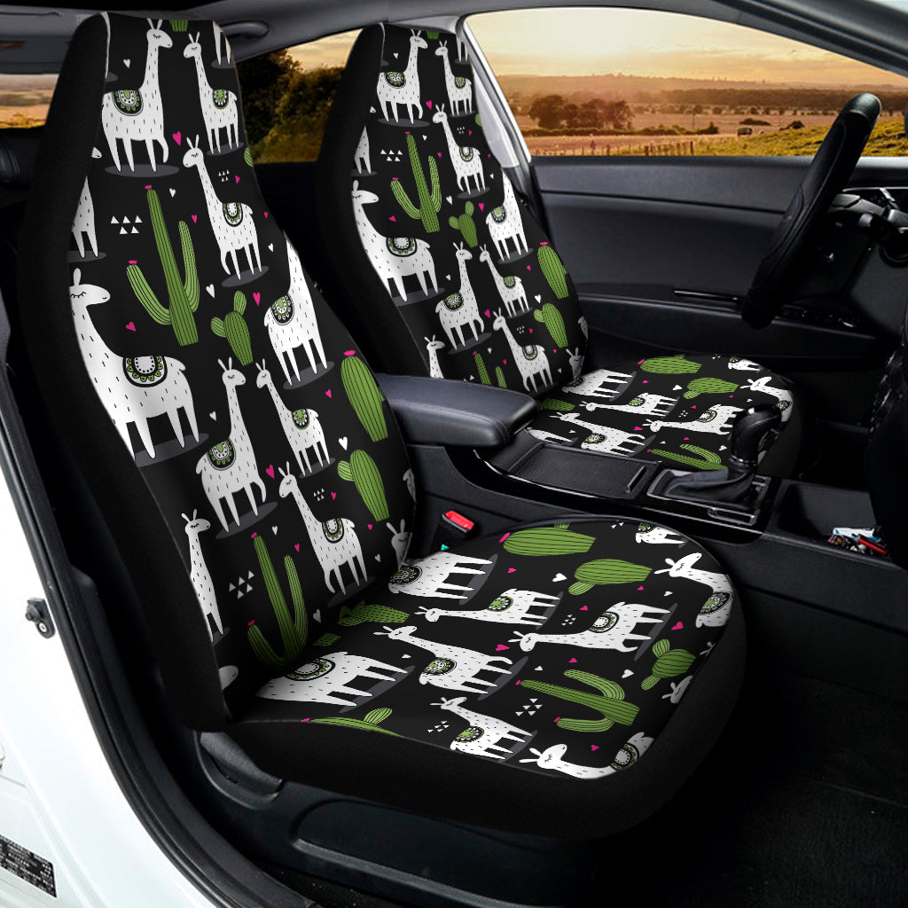 Cactus And Llama Pattern Print Universal Fit Car Seat Covers