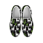 Cactus And Llama Pattern Print White Slip On Shoes