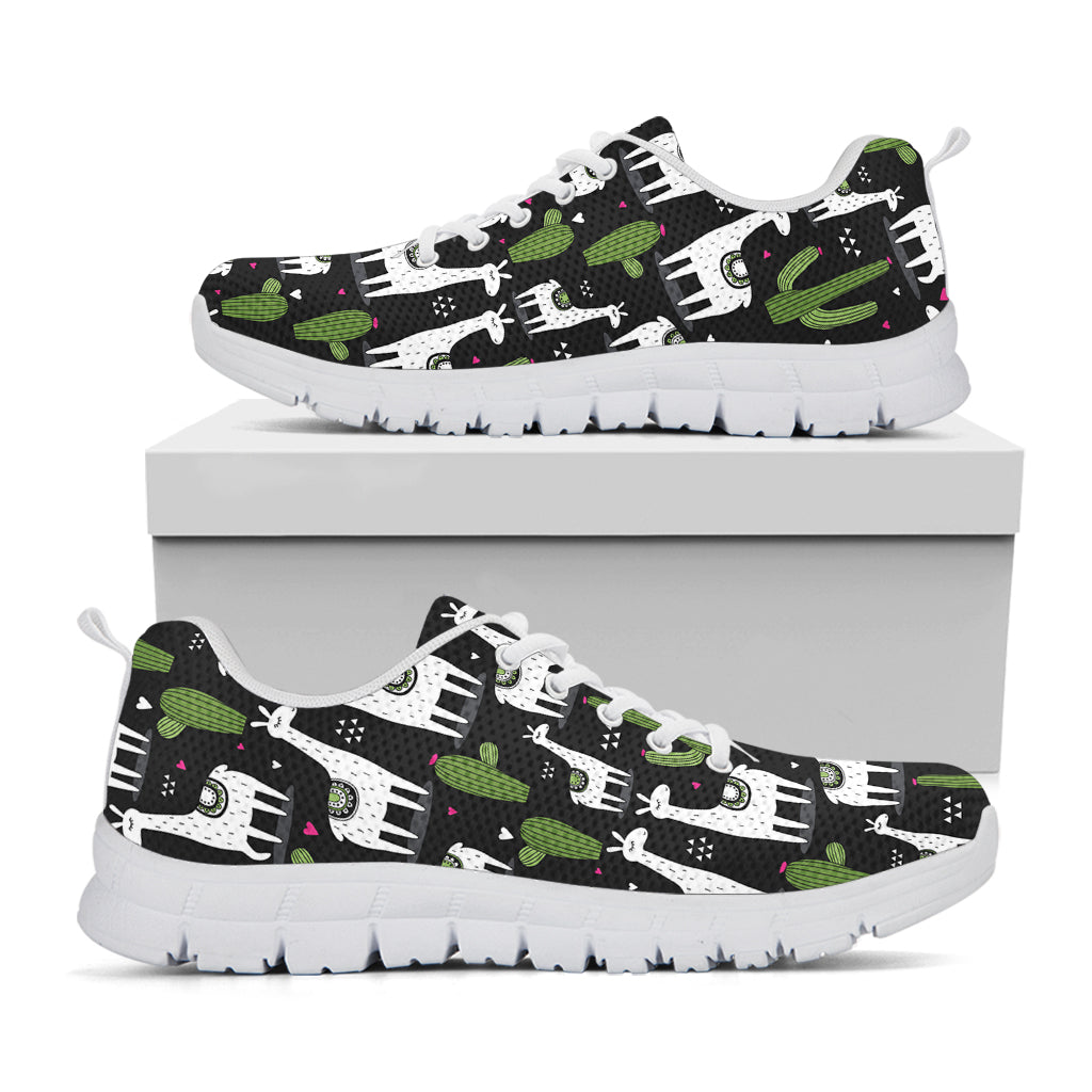 Cactus And Llama Pattern Print White Sneakers