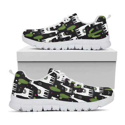 Cactus And Llama Pattern Print White Sneakers