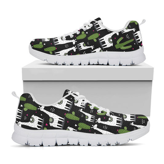 Cactus And Llama Pattern Print White Sneakers