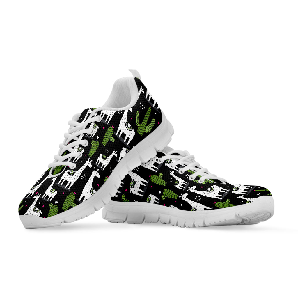 Cactus And Llama Pattern Print White Sneakers