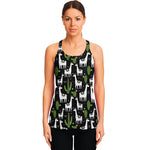 Cactus And Llama Pattern Print Women's Racerback Tank Top