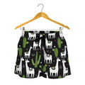 Cactus And Llama Pattern Print Women's Shorts