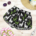 Cactus And Llama Pattern Print Women's Shorts