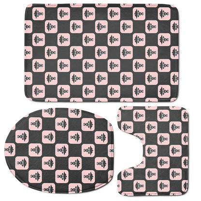 Caduceus Pattern Print 3 Piece Bath Mat Set