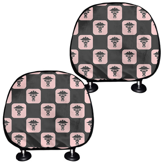 Caduceus Pattern Print Car Headrest Covers