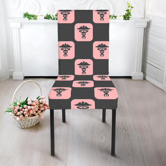 Caduceus Pattern Print Dining Chair Slipcover