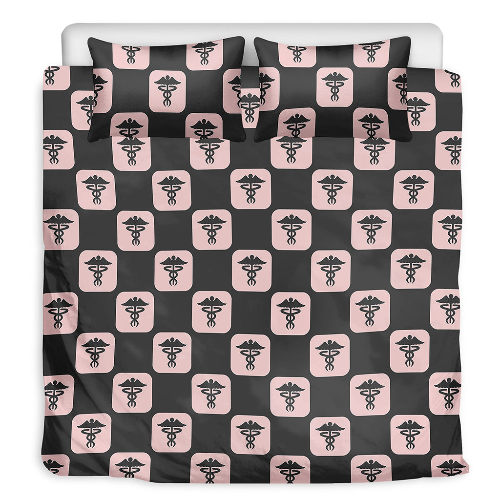 Caduceus Pattern Print Duvet Cover Bedding Set