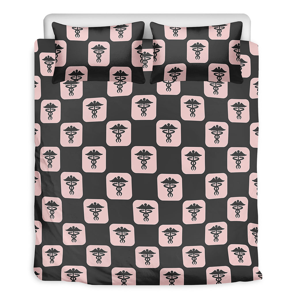 Caduceus Pattern Print Duvet Cover Bedding Set