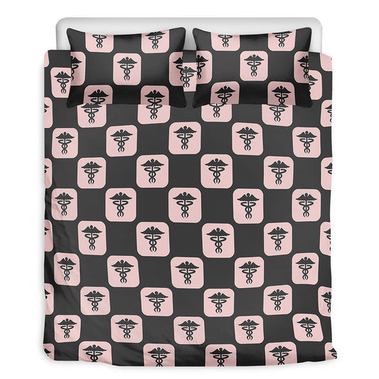 Caduceus Pattern Print Duvet Cover Bedding Set