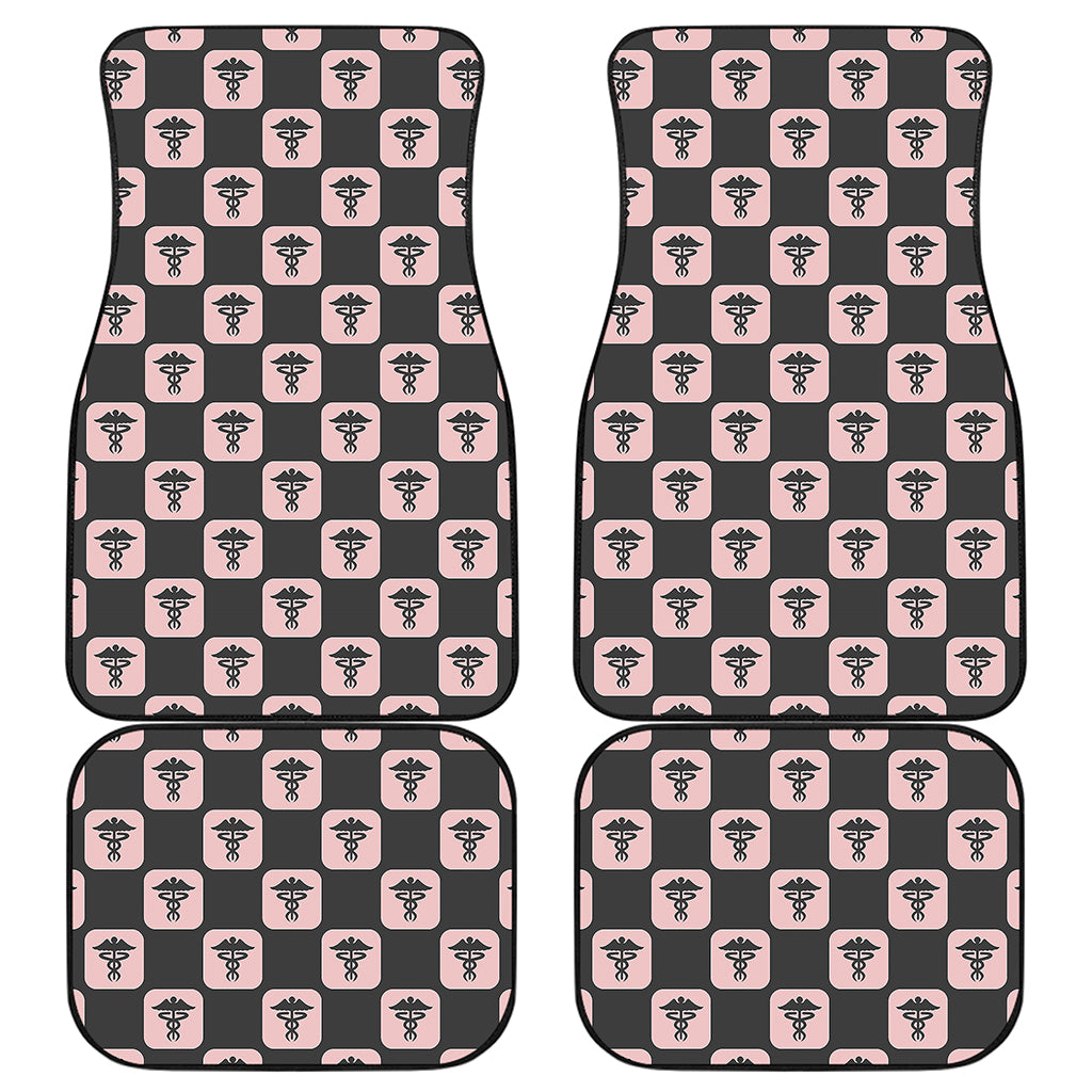 Caduceus Pattern Print Front and Back Car Floor Mats