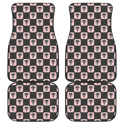 Caduceus Pattern Print Front and Back Car Floor Mats
