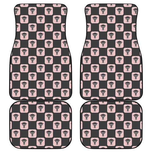 Caduceus Pattern Print Front and Back Car Floor Mats