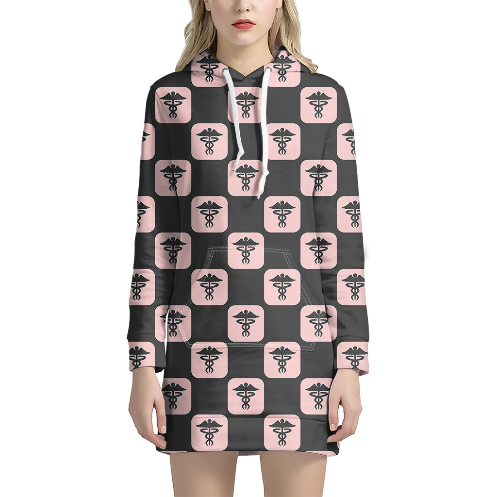 Caduceus Pattern Print Hoodie Dress