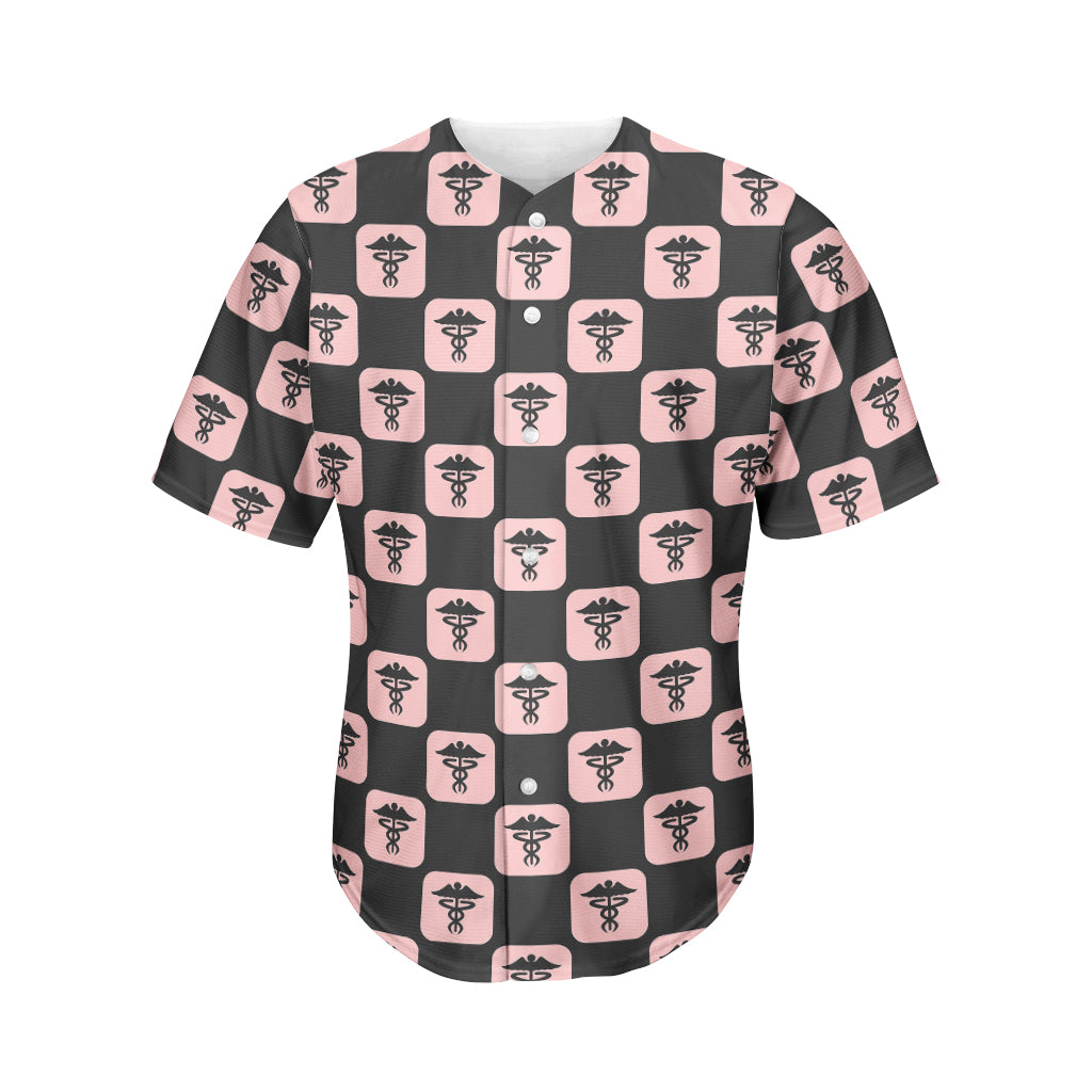 Caduceus Pattern Print Men's Baseball Jersey