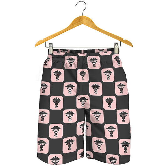Caduceus Pattern Print Men's Shorts