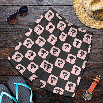 Caduceus Pattern Print Men's Shorts