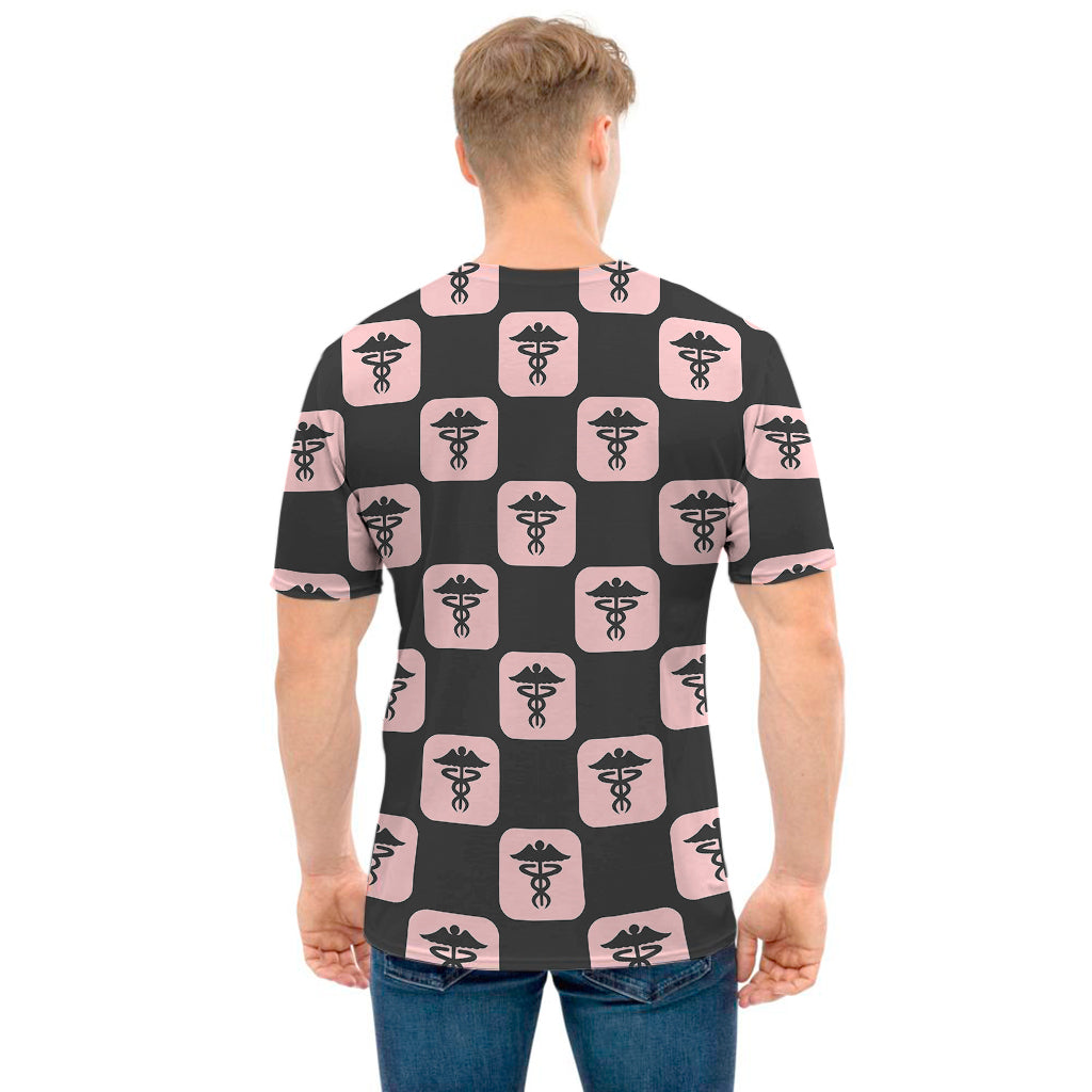 Caduceus Pattern Print Men's T-Shirt