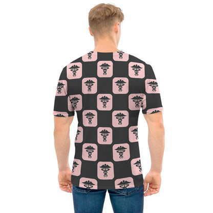 Caduceus Pattern Print Men's T-Shirt