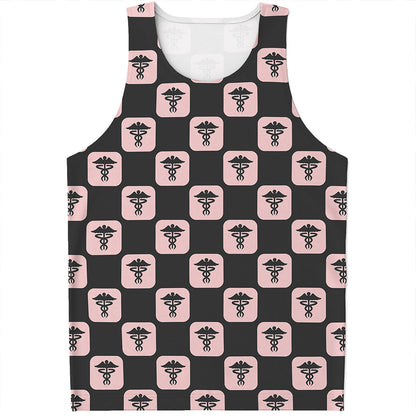 Caduceus Pattern Print Men's Tank Top
