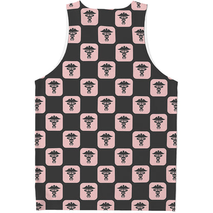 Caduceus Pattern Print Men's Tank Top