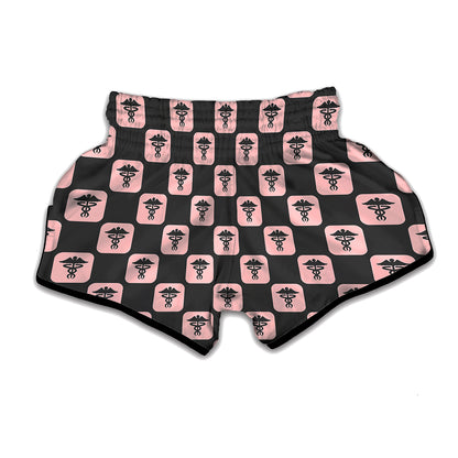 Caduceus Pattern Print Muay Thai Boxing Shorts