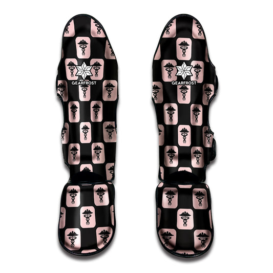 Caduceus Pattern Print Muay Thai Shin Guard
