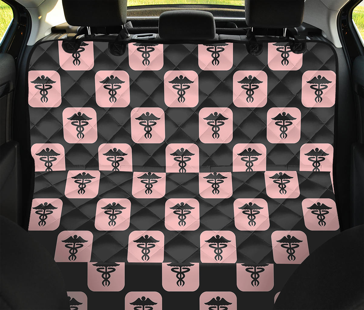 Caduceus Pattern Print Pet Car Back Seat Cover