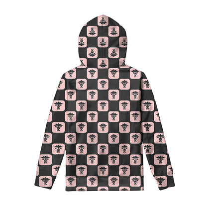 Caduceus Pattern Print Pullover Hoodie