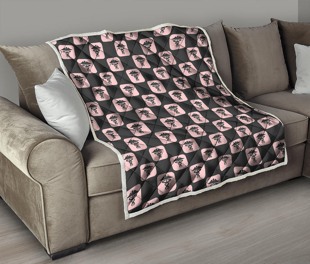 Caduceus Pattern Print Quilt