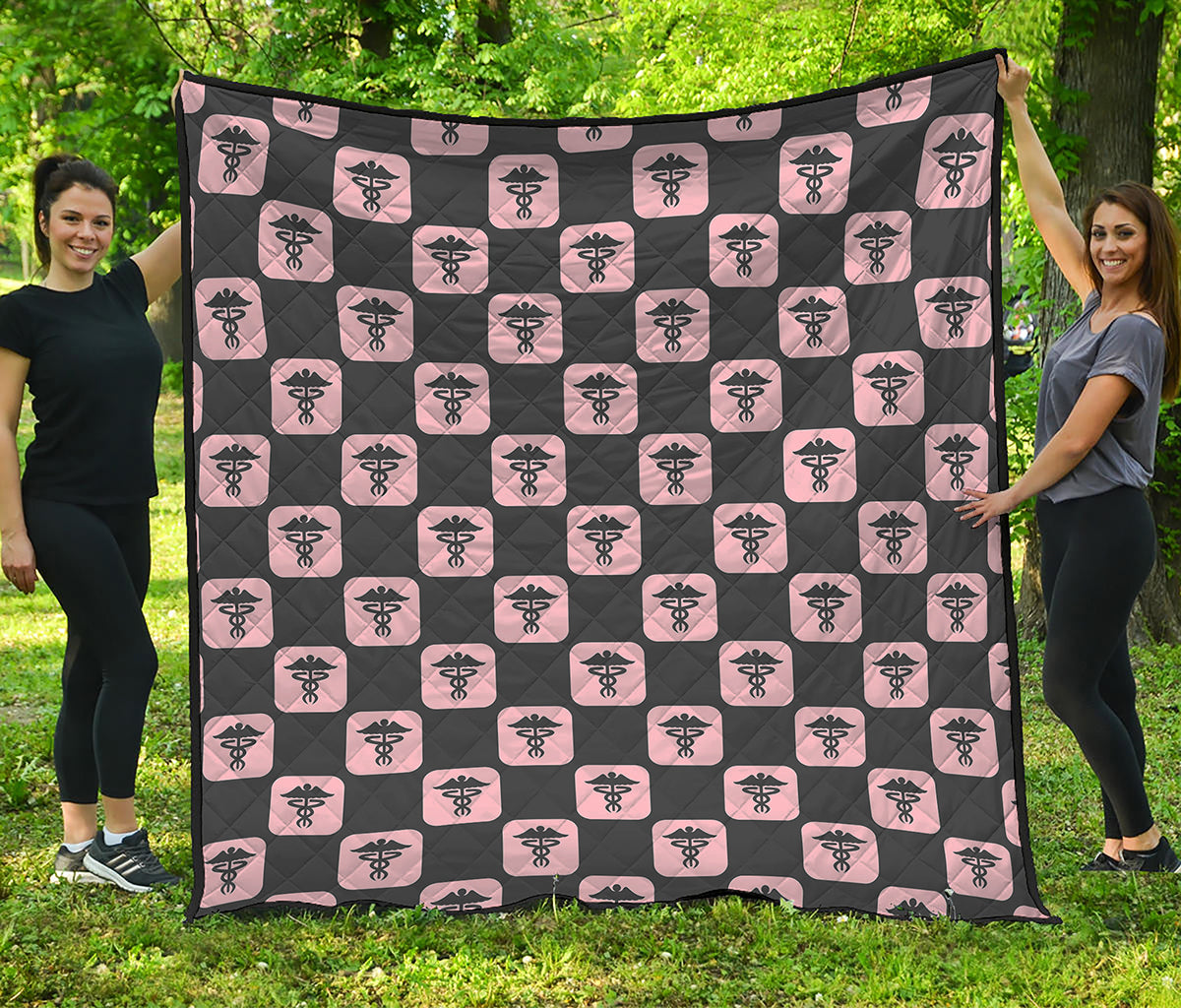 Caduceus Pattern Print Quilt