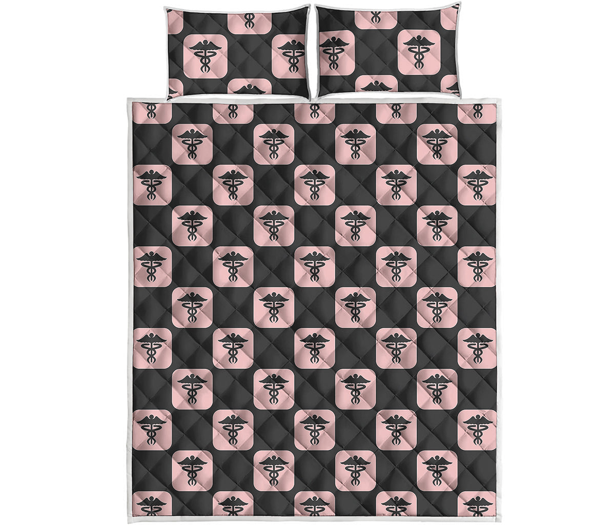 Caduceus Pattern Print Quilt Bed Set