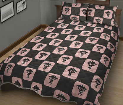 Caduceus Pattern Print Quilt Bed Set